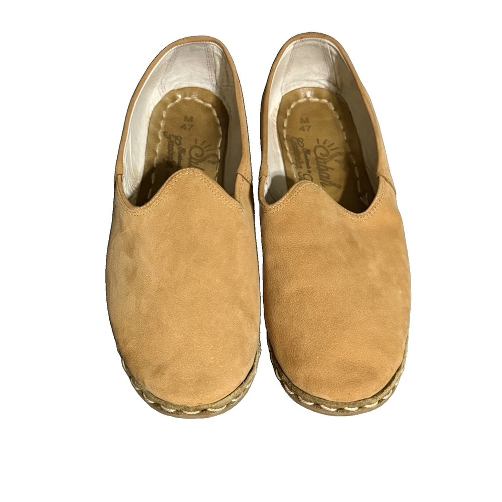 Sabah Tan Handmade Turkish‎ Leather Slip On Loafers Men's Size 47